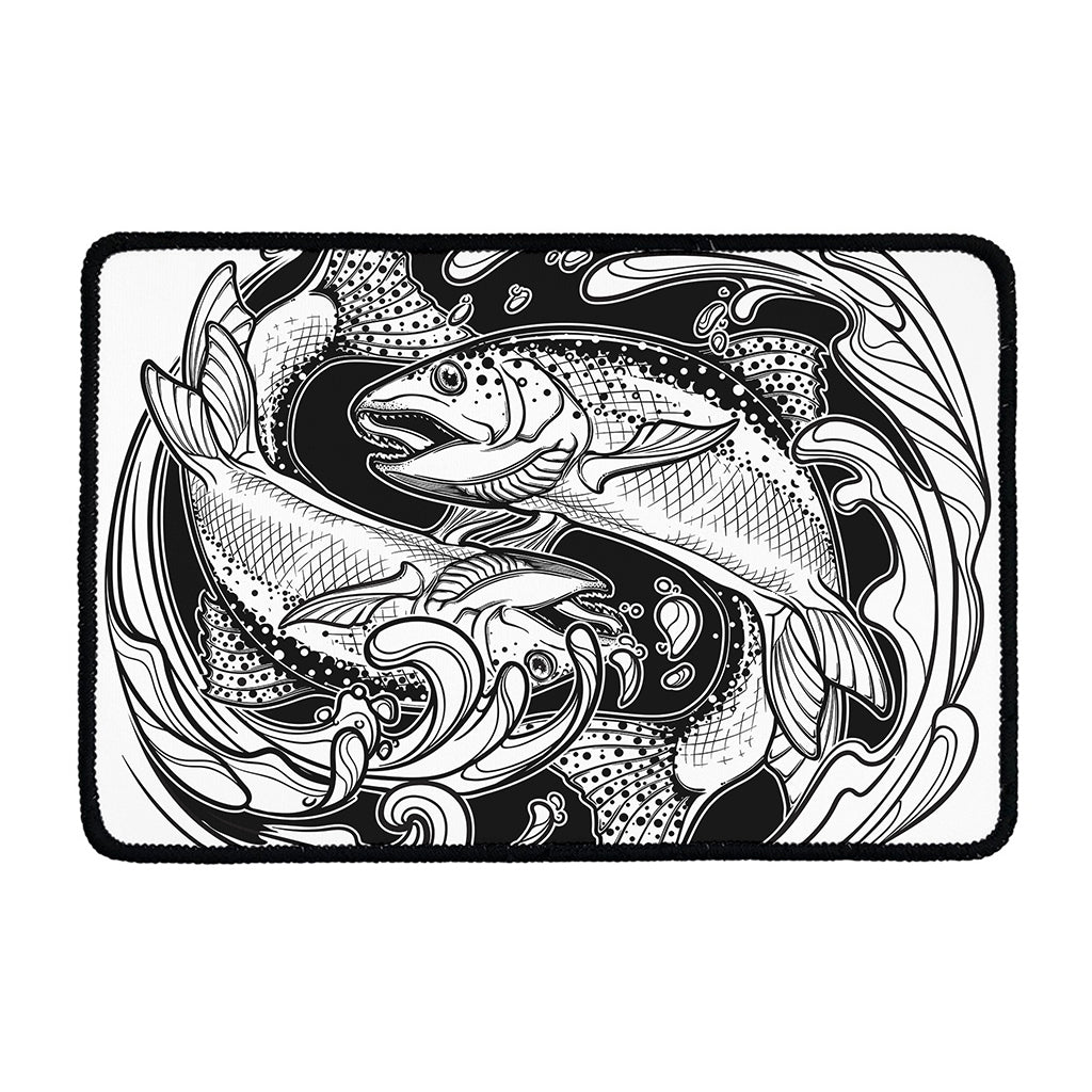 White And Black Pisces Sign Print Kitchen Mat