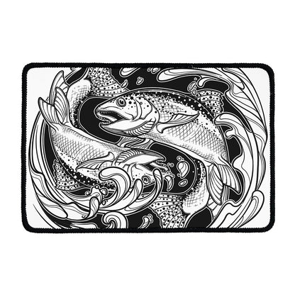 White And Black Pisces Sign Print Kitchen Mat