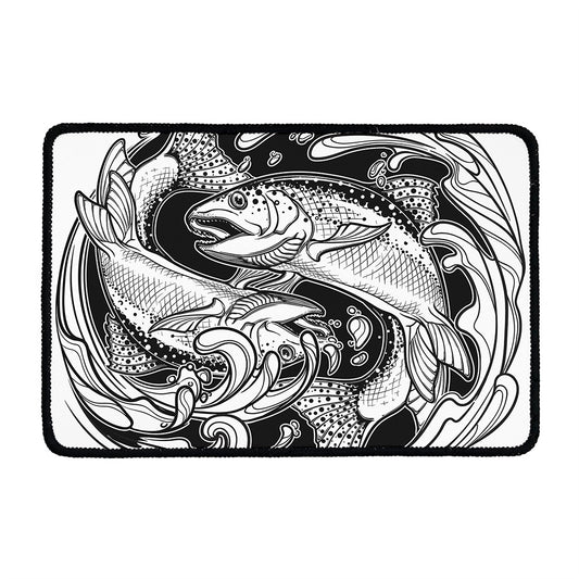 White And Black Pisces Sign Print Kitchen Mat