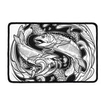 White And Black Pisces Sign Print Kitchen Mat