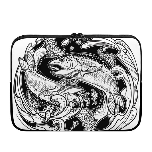 White And Black Pisces Sign Print Laptop Sleeve