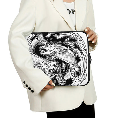 White And Black Pisces Sign Print Laptop Sleeve