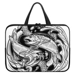 White And Black Pisces Sign Print Laptop Sleeve With Handle