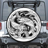 White And Black Pisces Sign Print Leather Spare Tire Cover