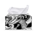 White And Black Pisces Sign Print Leather Tissue Box Cover