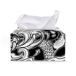 White And Black Pisces Sign Print Leather Tissue Box Cover
