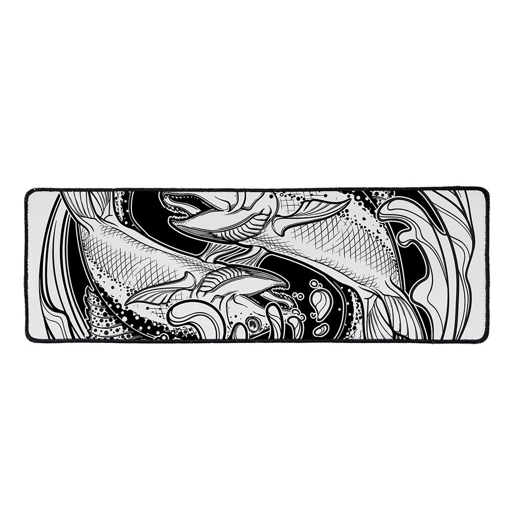 White And Black Pisces Sign Print Long Kitchen Mat