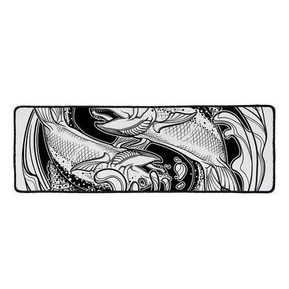 White And Black Pisces Sign Print Long Kitchen Mat