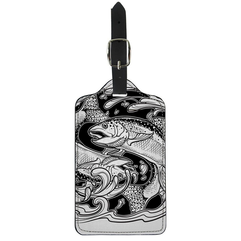 White And Black Pisces Sign Print Luggage Tag