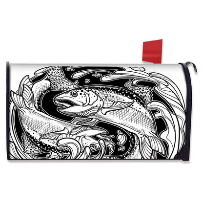 White And Black Pisces Sign Print Mailbox Cover