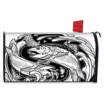 White And Black Pisces Sign Print Mailbox Cover