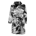 White And Black Pisces Sign Print Men's Bathrobe