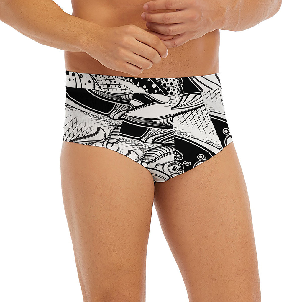 White And Black Pisces Sign Print Men's Briefs