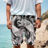 White And Black Pisces Sign Print Men's Cargo Shorts