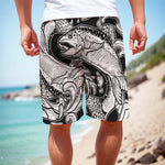 White And Black Pisces Sign Print Men's Cargo Shorts