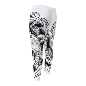 White And Black Pisces Sign Print Men's Compression Pants