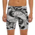 White And Black Pisces Sign Print Men's Long Boxer Briefs
