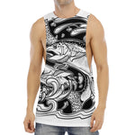 White And Black Pisces Sign Print Men's Muscle Tank Top