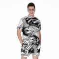 White And Black Pisces Sign Print Men's Romper