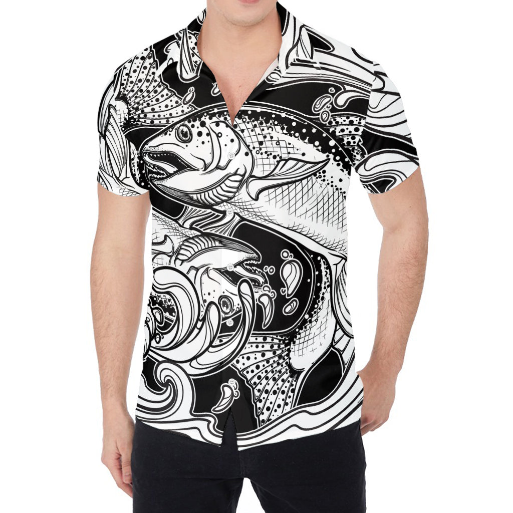 White And Black Pisces Sign Print Men's Shirt