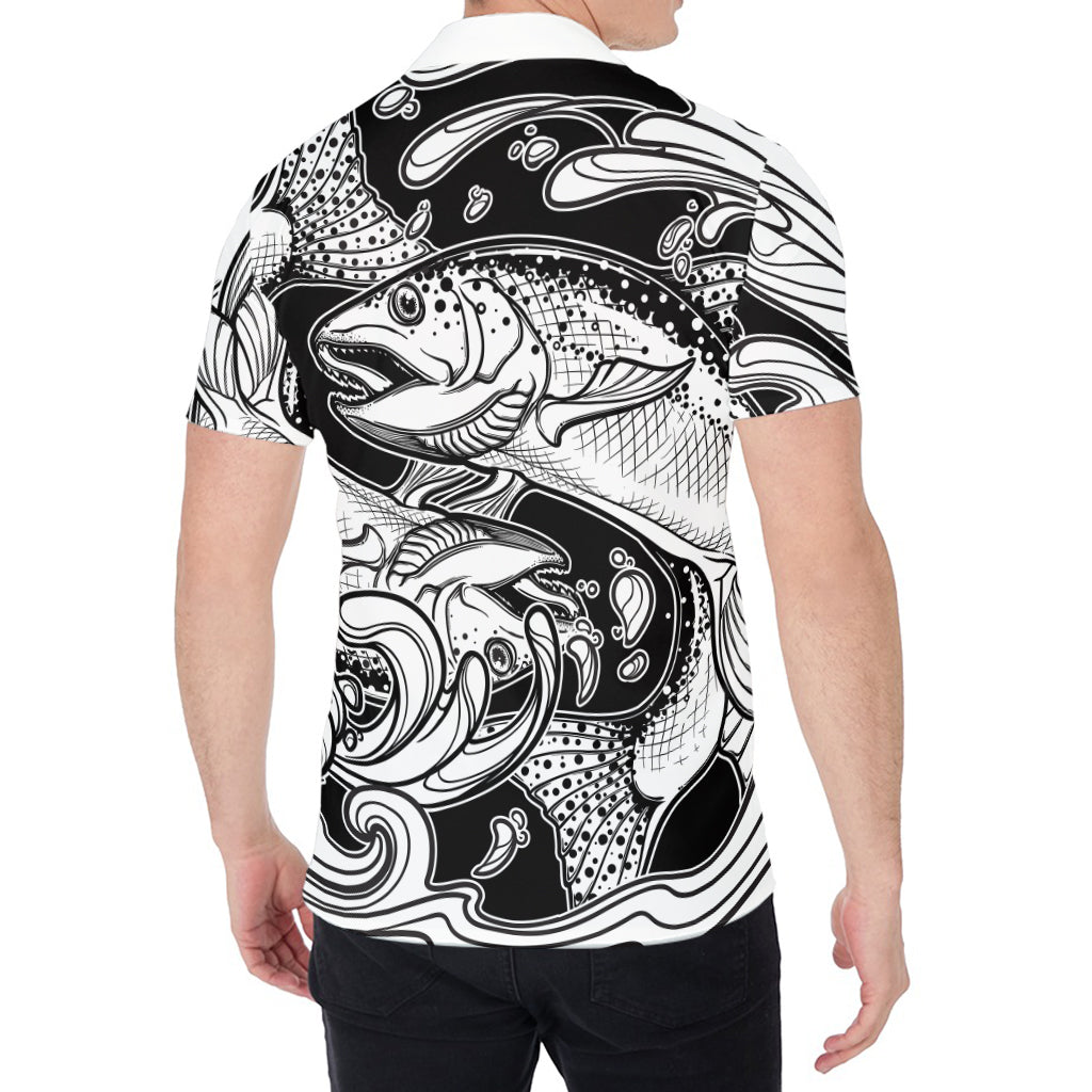 White And Black Pisces Sign Print Men's Shirt