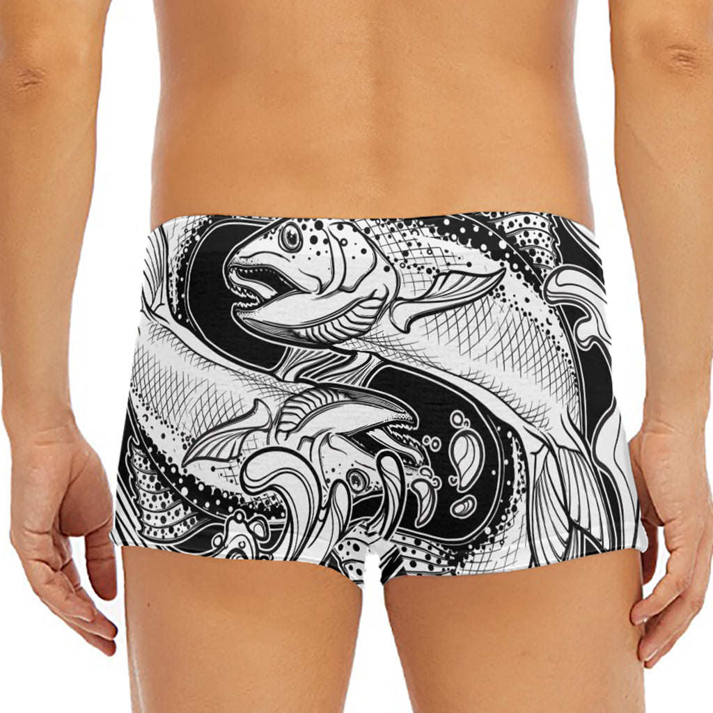 White And Black Pisces Sign Print Men's Short Boxer Briefs