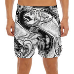 White And Black Pisces Sign Print Men's Split Running Shorts