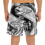 White And Black Pisces Sign Print Men's Split Running Shorts