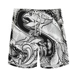 White And Black Pisces Sign Print Men's Sports Shorts