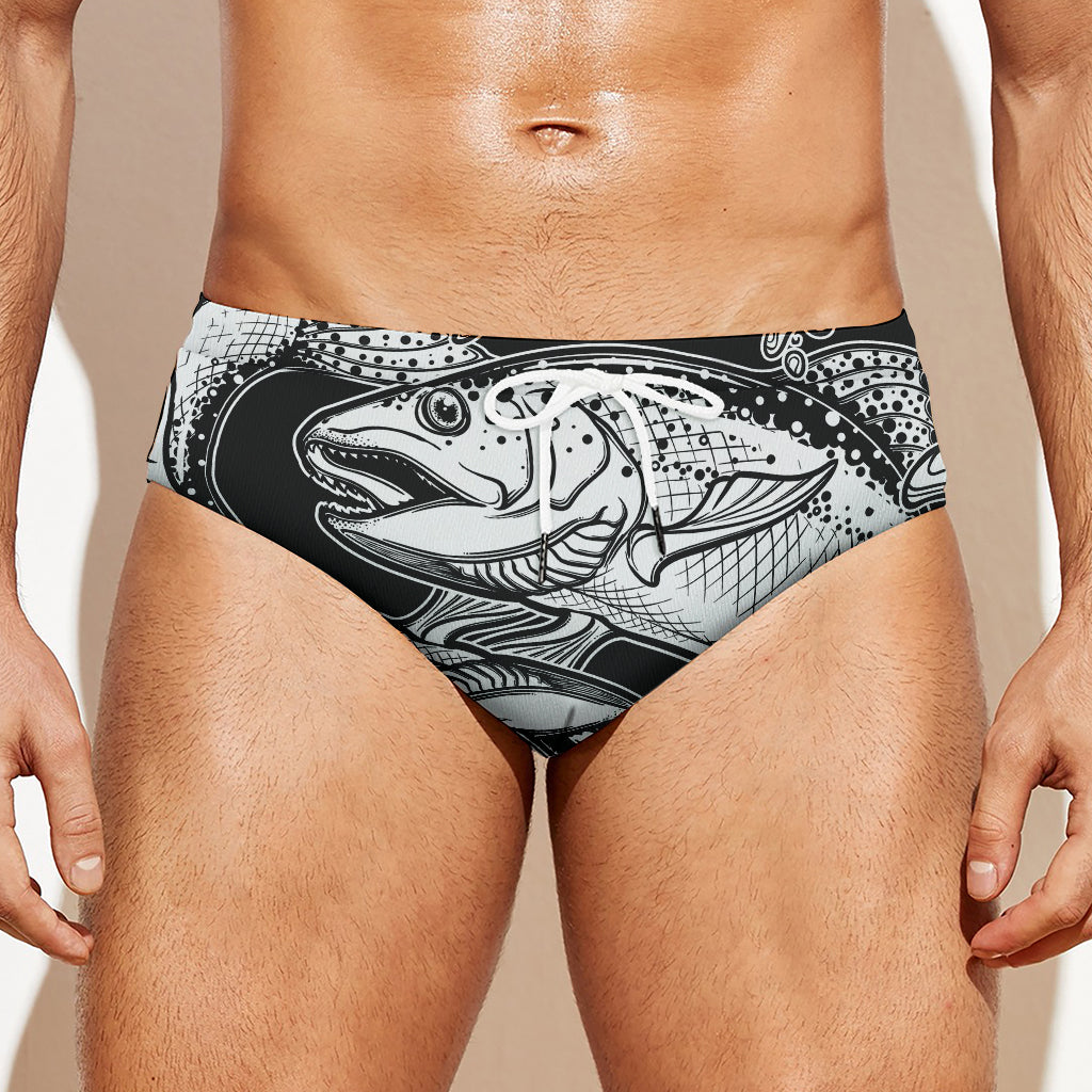 White And Black Pisces Sign Print Men's Swim Briefs