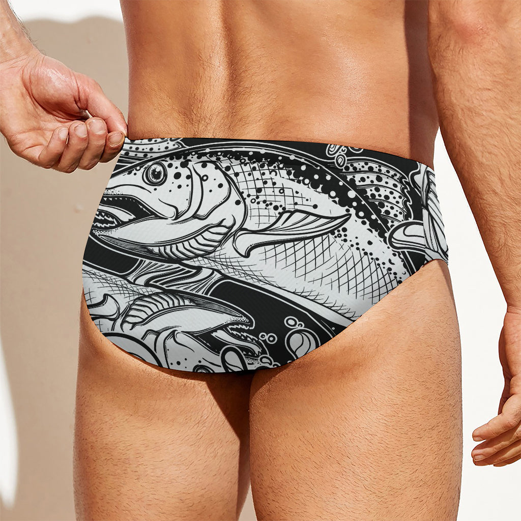 White And Black Pisces Sign Print Men's Swim Briefs