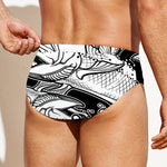 White And Black Pisces Sign Print Men's Swim Briefs