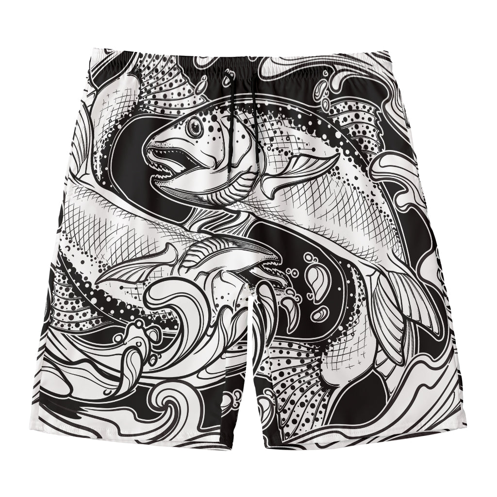 White And Black Pisces Sign Print Men's Swim Trunks