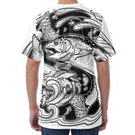 White And Black Pisces Sign Print Men's Velvet T-Shirt