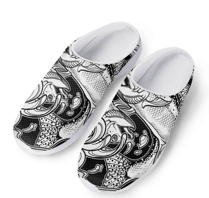 White And Black Pisces Sign Print Mesh Casual Shoes