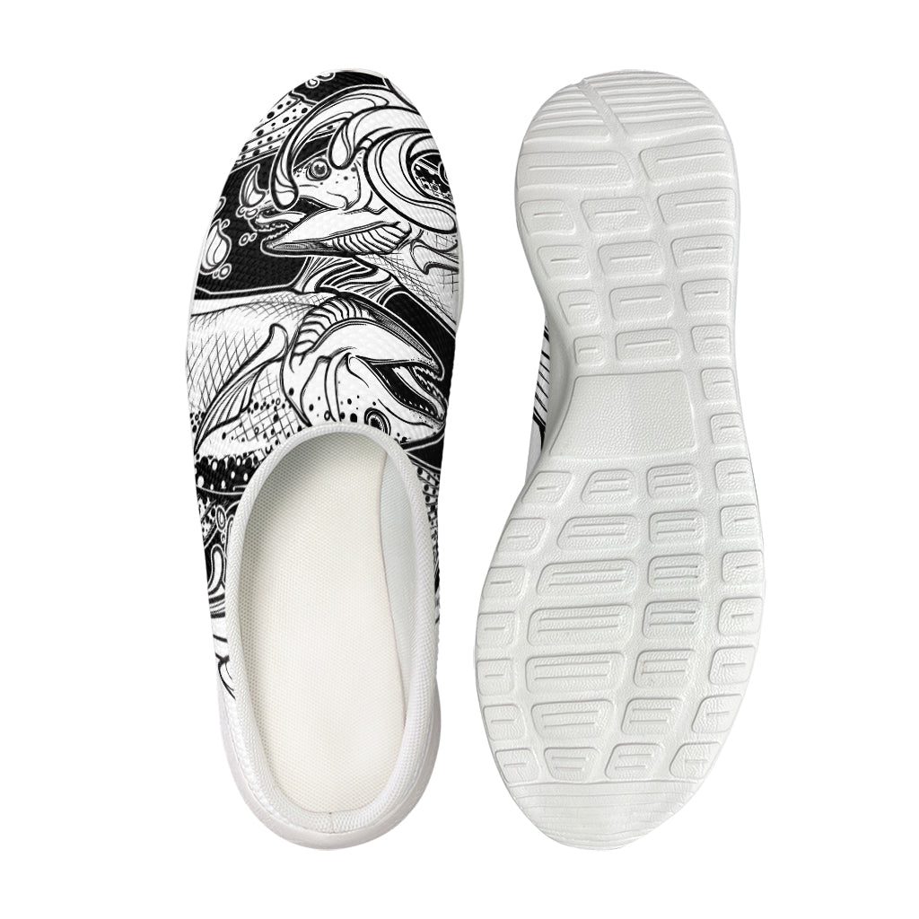White And Black Pisces Sign Print Mesh Casual Shoes