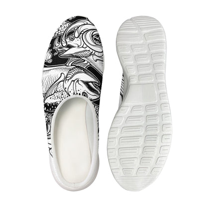 White And Black Pisces Sign Print Mesh Casual Shoes