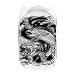 White And Black Pisces Sign Print Mesh Laundry Hamper