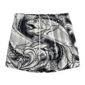 White And Black Pisces Sign Print Mesh Shorts