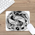 White And Black Pisces Sign Print Mouse Pad