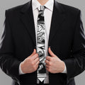 White And Black Pisces Sign Print Necktie