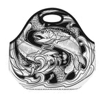 White And Black Pisces Sign Print Neoprene Lunch Bag