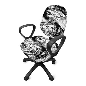 White And Black Pisces Sign Print Office Chair Cover