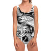 White And Black Pisces Sign Print One Piece Swimsuit