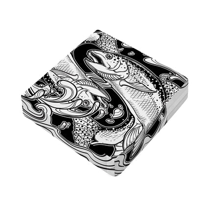 White And Black Pisces Sign Print Outdoor Seat Cushion Cover