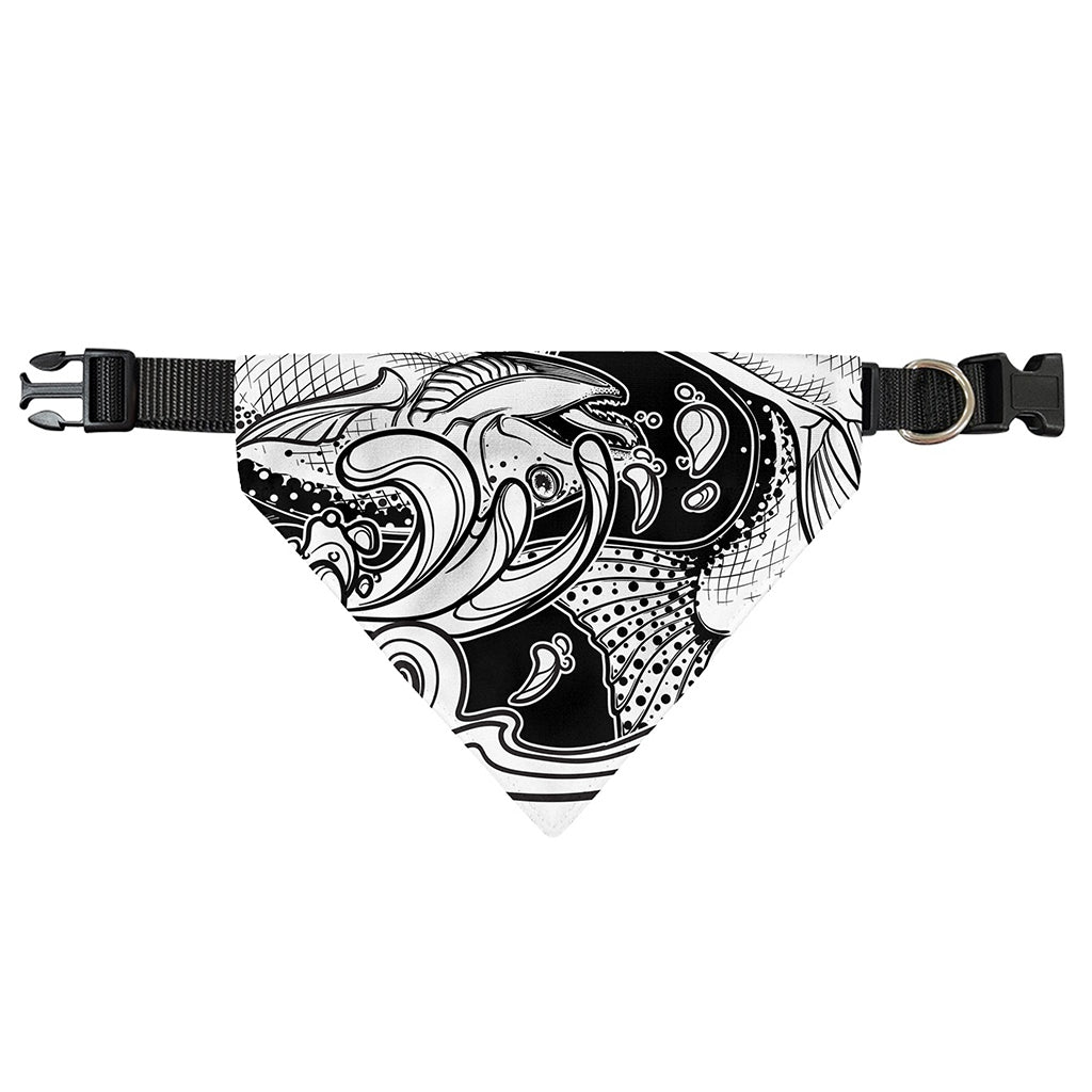 White And Black Pisces Sign Print Over The Collar Dog Bandana