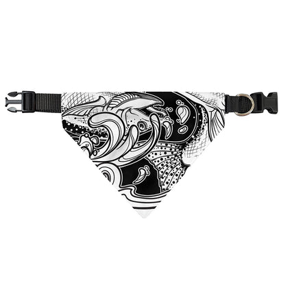 White And Black Pisces Sign Print Over The Collar Dog Bandana