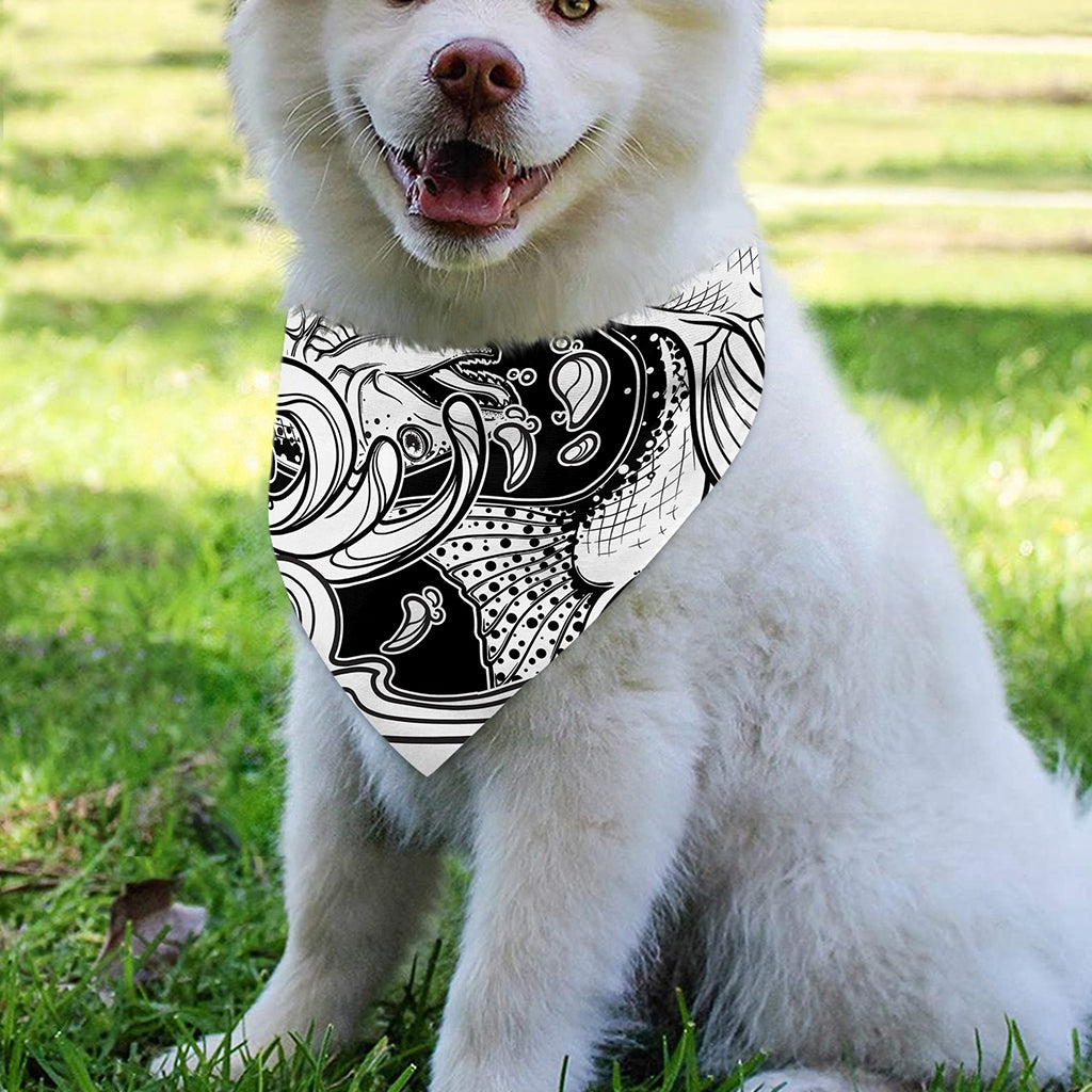 White And Black Pisces Sign Print Over The Collar Dog Bandana
