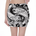 White And Black Pisces Sign Print Pencil Mini Skirt