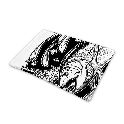 White And Black Pisces Sign Print Pet Cooling Mat Cover
